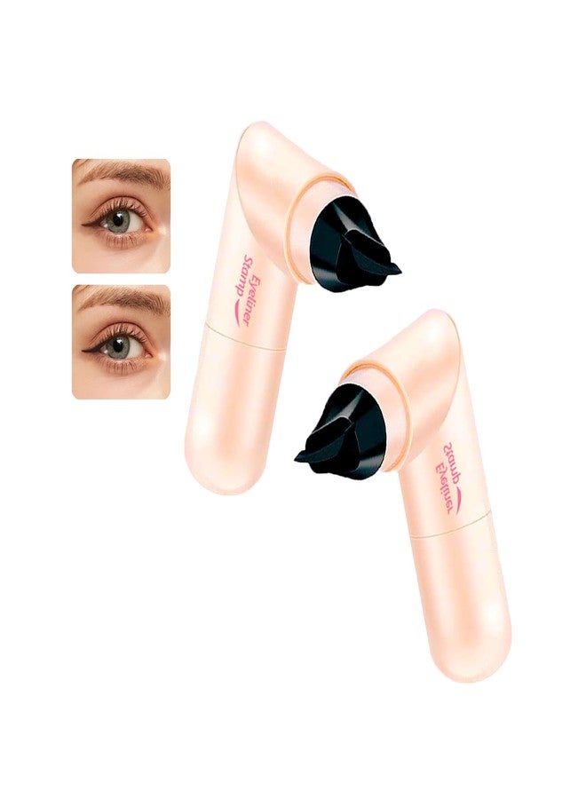 DENESTUP 2 Colors Eyeliner Stamp Wing Cat Eye Liner Stamp, Black Liquid Eyeliner Long Lasting Waterproof Winged Eye liner Stamp for Women Eye Makeup (black+Brown) - Image 1